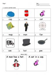 English worksheet: Learning reading and writing