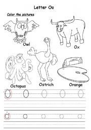 English Worksheet: letter Oo