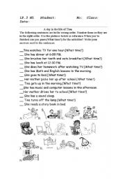 English Worksheet: Daily Routines