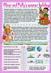 English Worksheet: oliver and pollys summer holidays