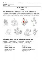 English Worksheet: Jobs written test