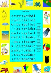 English Worksheet: At the seaside word search