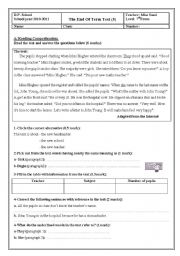English Worksheet: End of term exam N3 FOR 7TH FORM