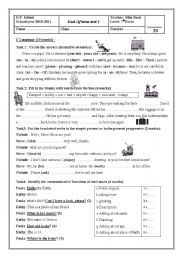 English Worksheet: Mid term test n 1 for 7th form