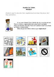 English Worksheet: Places in Town - Project
