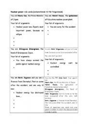 English Worksheet: Nuclear Power / Accidents - Role Play