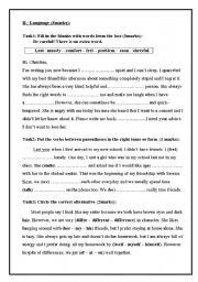 English Worksheet: Language part of end of term test n3 for 8th form