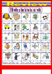 English Worksheet: Review ( Articles and verbs)