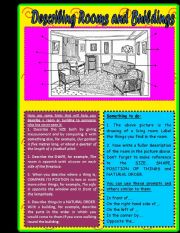 English Worksheet: Describing Rooms and Buildings - Writing - Notes and Tasks