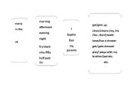 English worksheet: Daily Routines Sentence Building with Time expressions