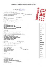 English Worksheet: SOng : Price Tag