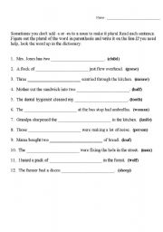English Worksheet: nouns