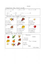 English worksheet: food