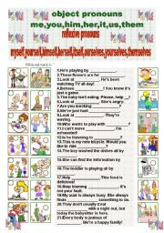 English Worksheet: object and reflexive pronouns