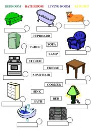 English Worksheet: House and Furniture