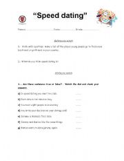 English Worksheet: Speed Dating