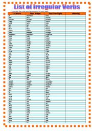 List of irregular verbs