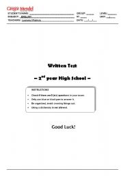 English worksheet: Written test