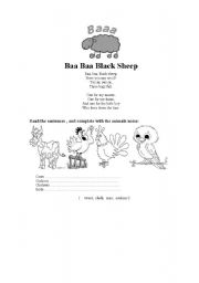 English Worksheet: Baa Baa Black Sheep
