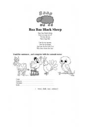 English worksheet: Baa Baa Black Sheep