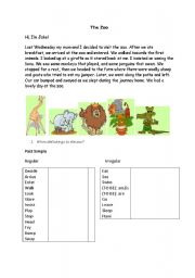 English Worksheet: The Zoo - Past Simple (form, pronunciation, practice)