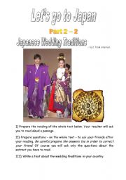 English Worksheet: Lets go to Japan 2 - Part 2 : Japanese Wedding Traditons