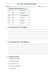 English Worksheet: Verb To Be