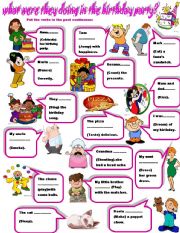 English Worksheet: what were they doing in the birthday party?