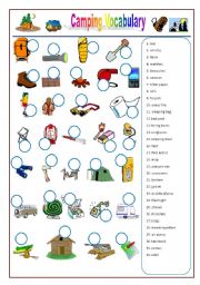 English Worksheet: Camping Vocabulary