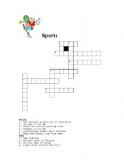 English Worksheet: Sports crossword