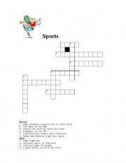 English worksheet: Sports crossword