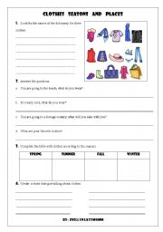 English Worksheet: clothes and seasons part II