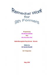 English Worksheet: Remedial work for 9th Formers