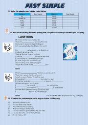English Worksheet: Song - LAST KISS (Pearl Jam)