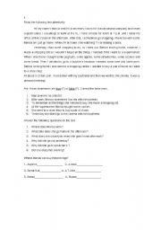 English Worksheet: A text + comprehension