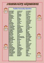 English Worksheet: PERSONALITY ADJECTIVES