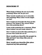 English worksheet: Writing About Art