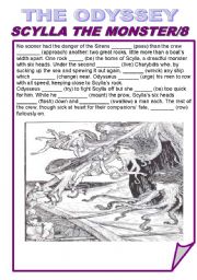 English Worksheet: THE ODYSSEY/SCYLLA THE MONSTER/8/SIMPLE PAST