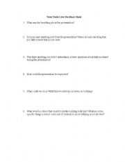 English Worksheet: Teen Truth Live Feedback Form