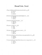 English Worksheet: Travel Phrasal verbs multiple choice