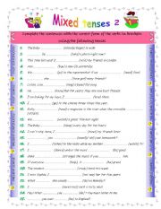 English Worksheet: MIXED TENSES 2. ANSWER KEY INCLUDED.