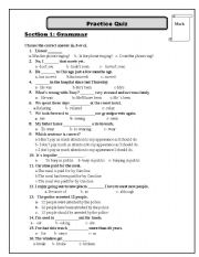 English Worksheet: practise quiz