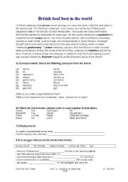 British food - worksheet