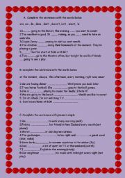 English Worksheet: Present simple and Present continuous