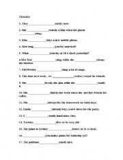 English Worksheet: TENSES REVISION