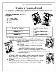 English Worksheet: Creating a Magazine Project