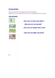 English worksheet: present perfect