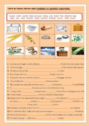 English Worksheet: CONTAINERS & QUANTITY EXPRESSIONS