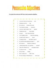 English Worksheet: Possessive Adjectives 