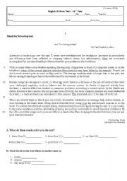 English Worksheet: Test 